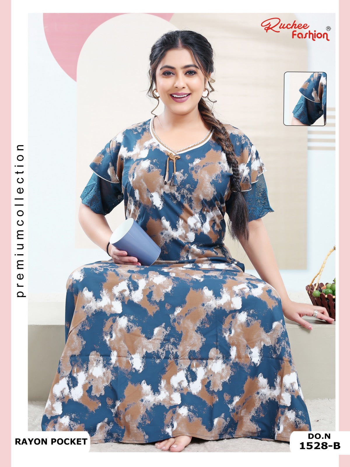 Rayon Pocket 100225 Ruchee Fashion Night Gowns Supplier India