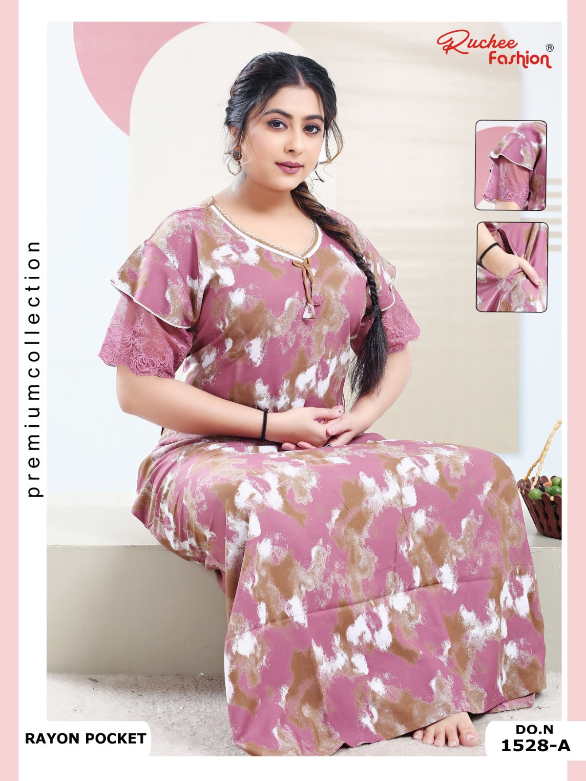 Rayon Pocket 100225 Ruchee Fashion Night Gowns Supplier India