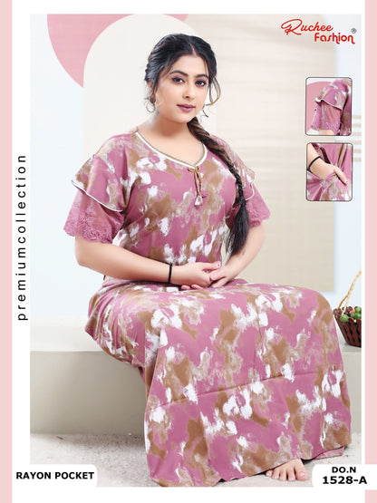 Rayon Pocket 100225 Ruchee Fashion Night Gowns Supplier India