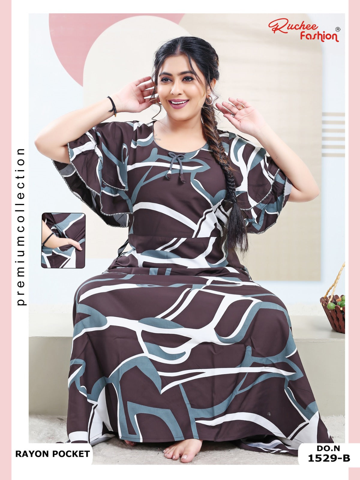 Rayon Pocket 100225 Ruchee Fashion Night Gowns Supplier India