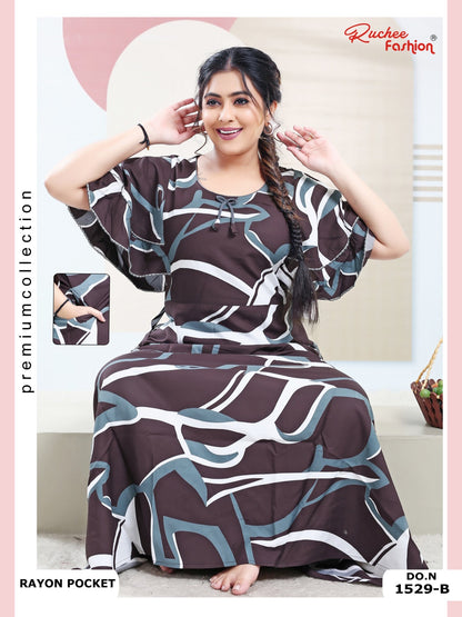 Rayon Pocket 100225 Ruchee Fashion Night Gowns Supplier India