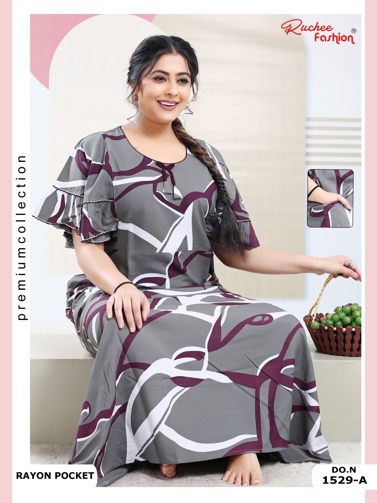 Rayon Pocket 100225 Ruchee Fashion Night Gowns Supplier India