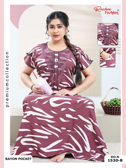 Rayon Pocket 100225 Ruchee Fashion Night Gowns Supplier India