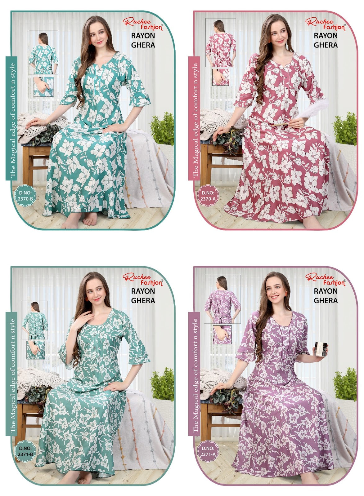 Rayon Pocket 101224 Ruchee Fashion Night Gowns Exporter Gujarat