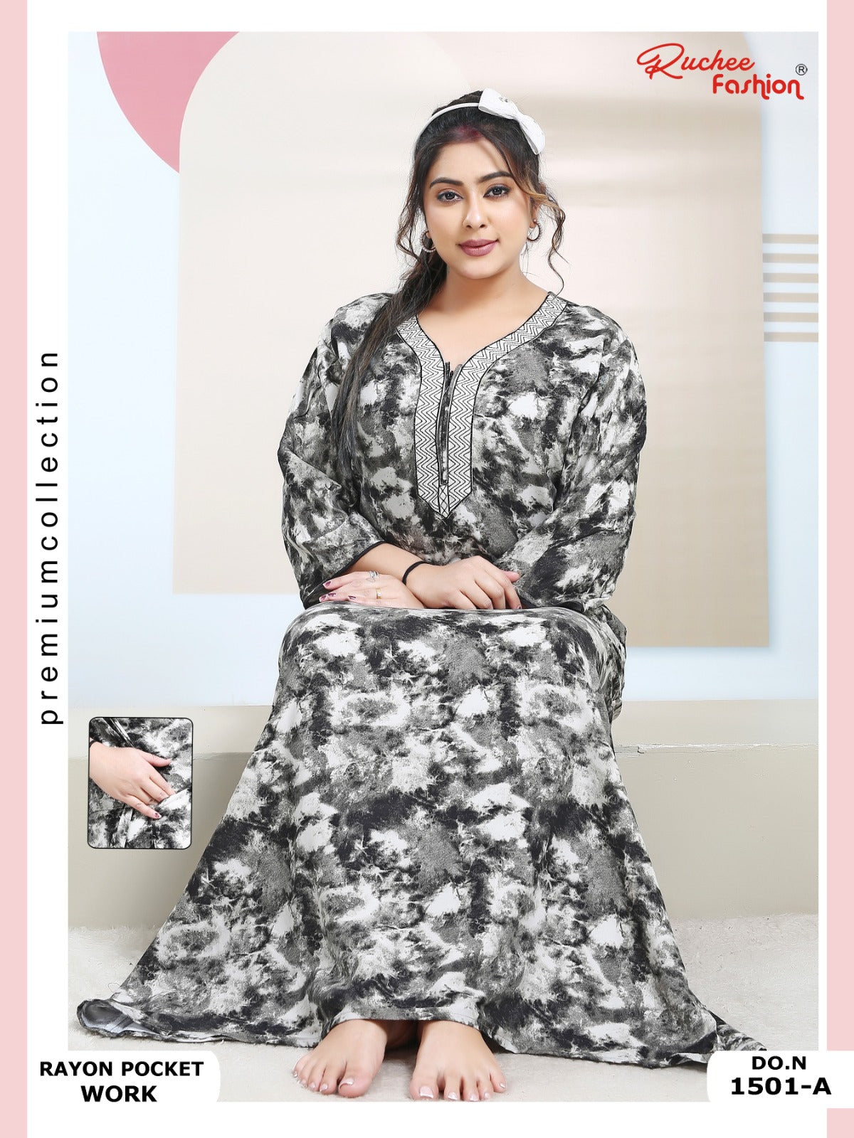 Rayon Pocket 130125 Ruchee Fashion Night Gowns Wholesale Rate