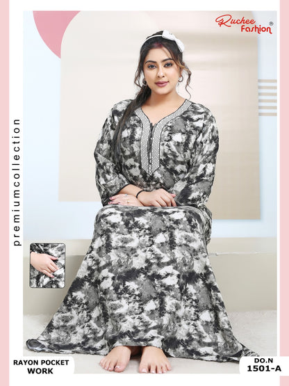 Rayon Pocket 130125 Ruchee Fashion Night Gowns Wholesale Rate