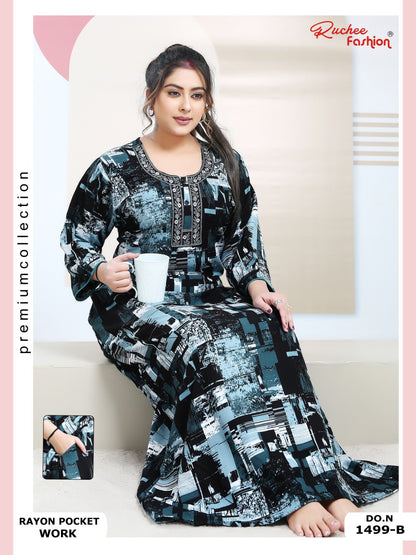 Rayon Pocket 130125 Ruchee Fashion Night Gowns Wholesale Rate