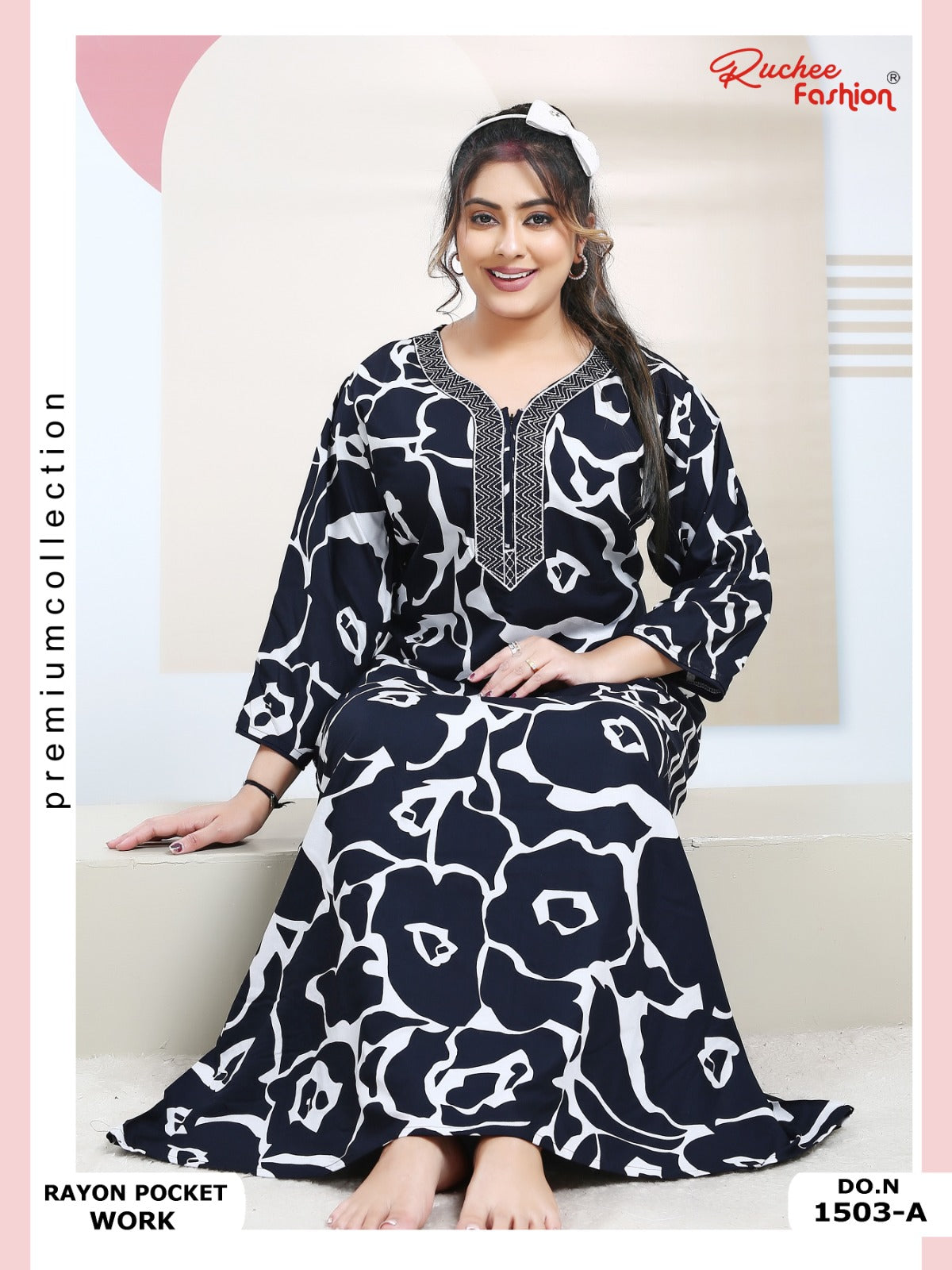 Rayon Pocket 130125 Ruchee Fashion Night Gowns Wholesale Rate