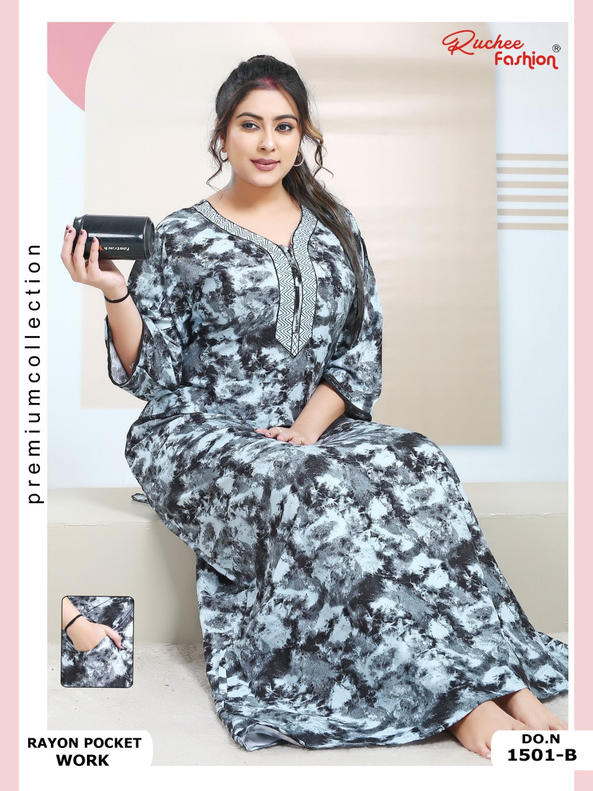 Rayon Pocket 130125 Ruchee Fashion Night Gowns Wholesale Rate