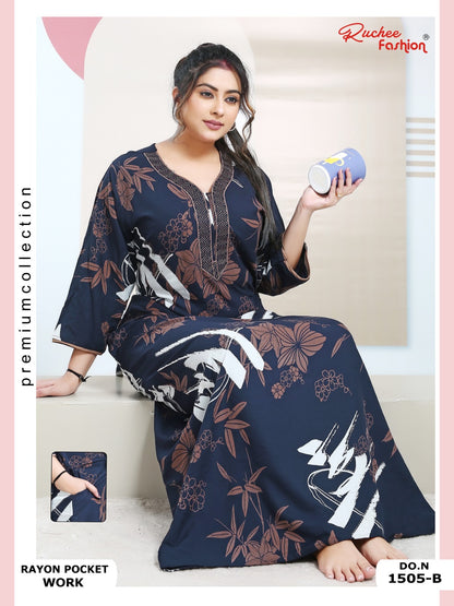 Rayon Pocket 130125 Ruchee Fashion Night Gowns Wholesale Rate