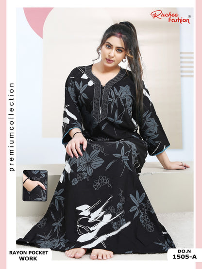 Rayon Pocket 130125 Ruchee Fashion Night Gowns Wholesale Rate