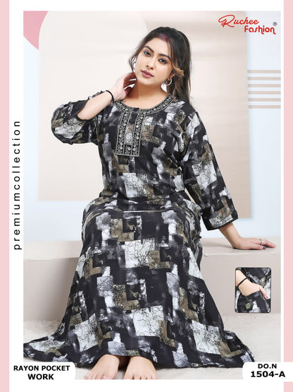 Rayon Pocket 130125 Ruchee Fashion Night Gowns Wholesale Rate