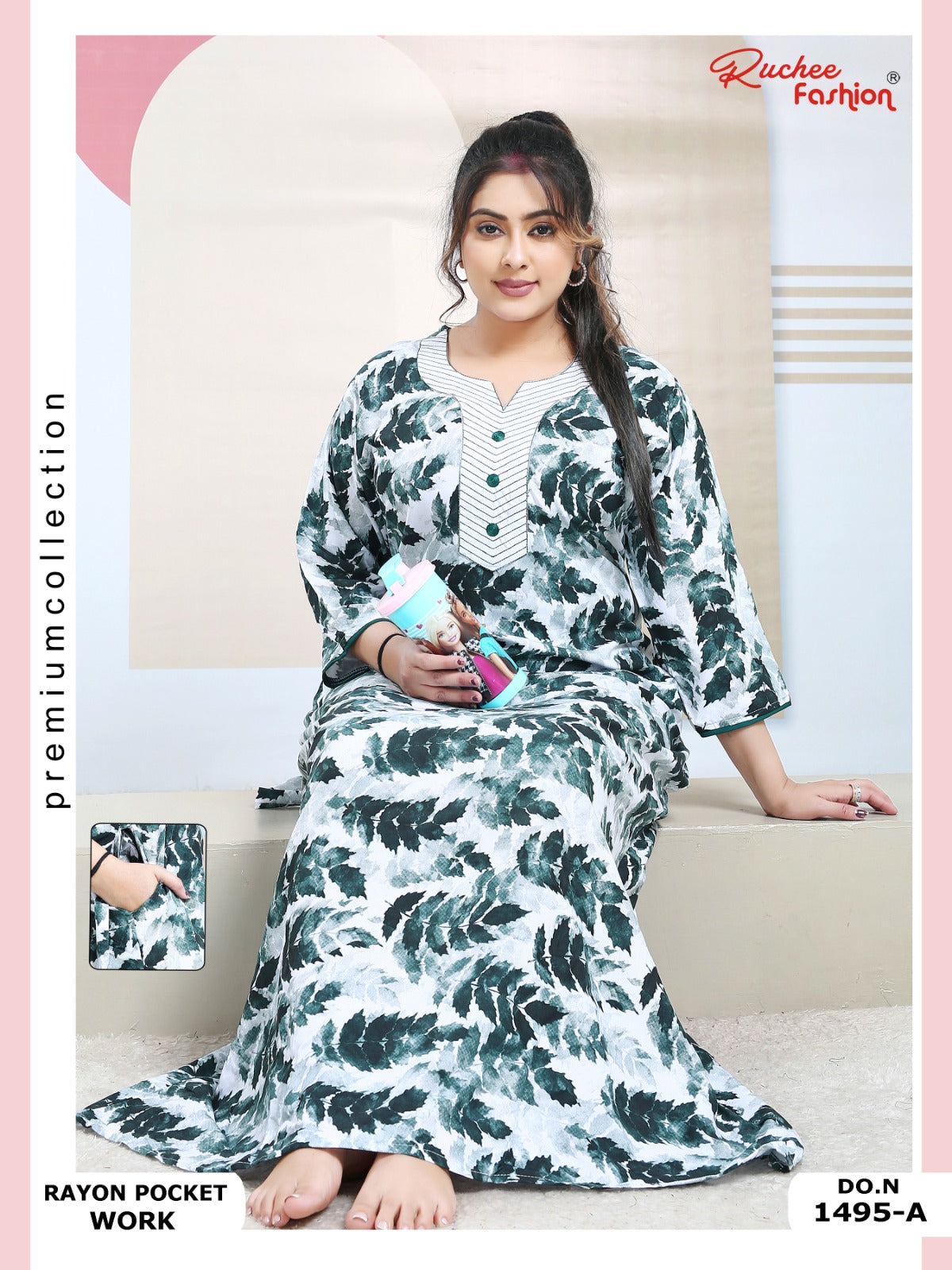 Rayon Pocket 130125 Ruchee Fashion Night Gowns Wholesale Rate