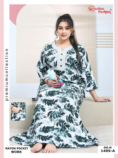 Rayon Pocket 130125 Ruchee Fashion Night Gowns Wholesale Rate