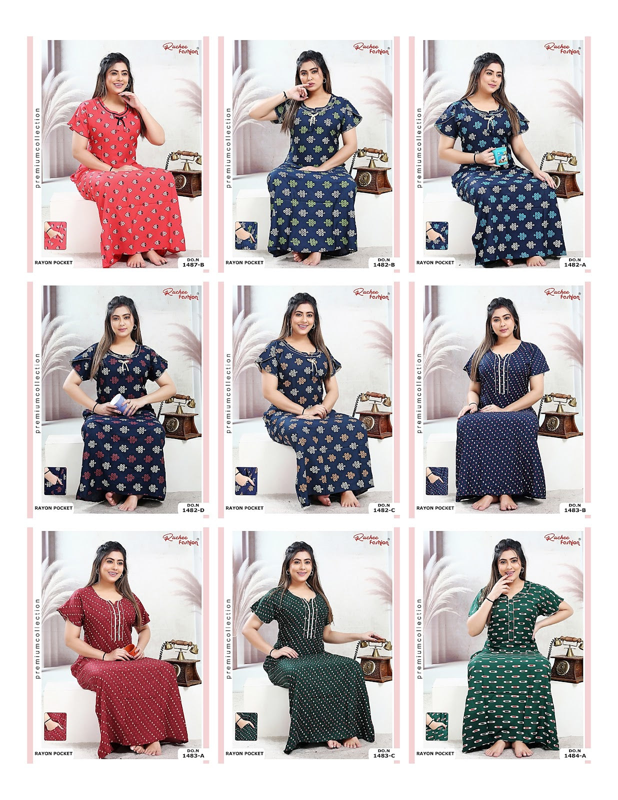 Rayon Pocket 160125 Ruchee Fashion Night Gowns Wholesaler