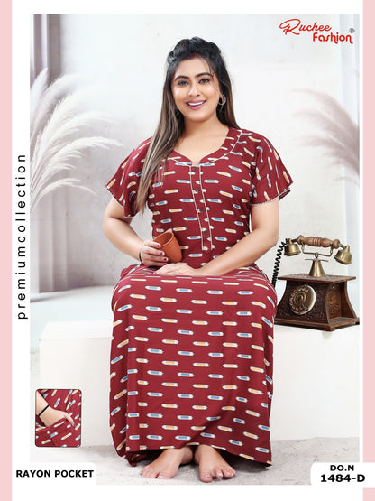 Rayon Pocket 160125 Ruchee Fashion Night Gowns Wholesaler