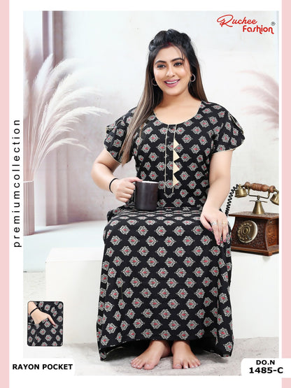 Rayon Pocket 160125 Ruchee Fashion Night Gowns Wholesaler