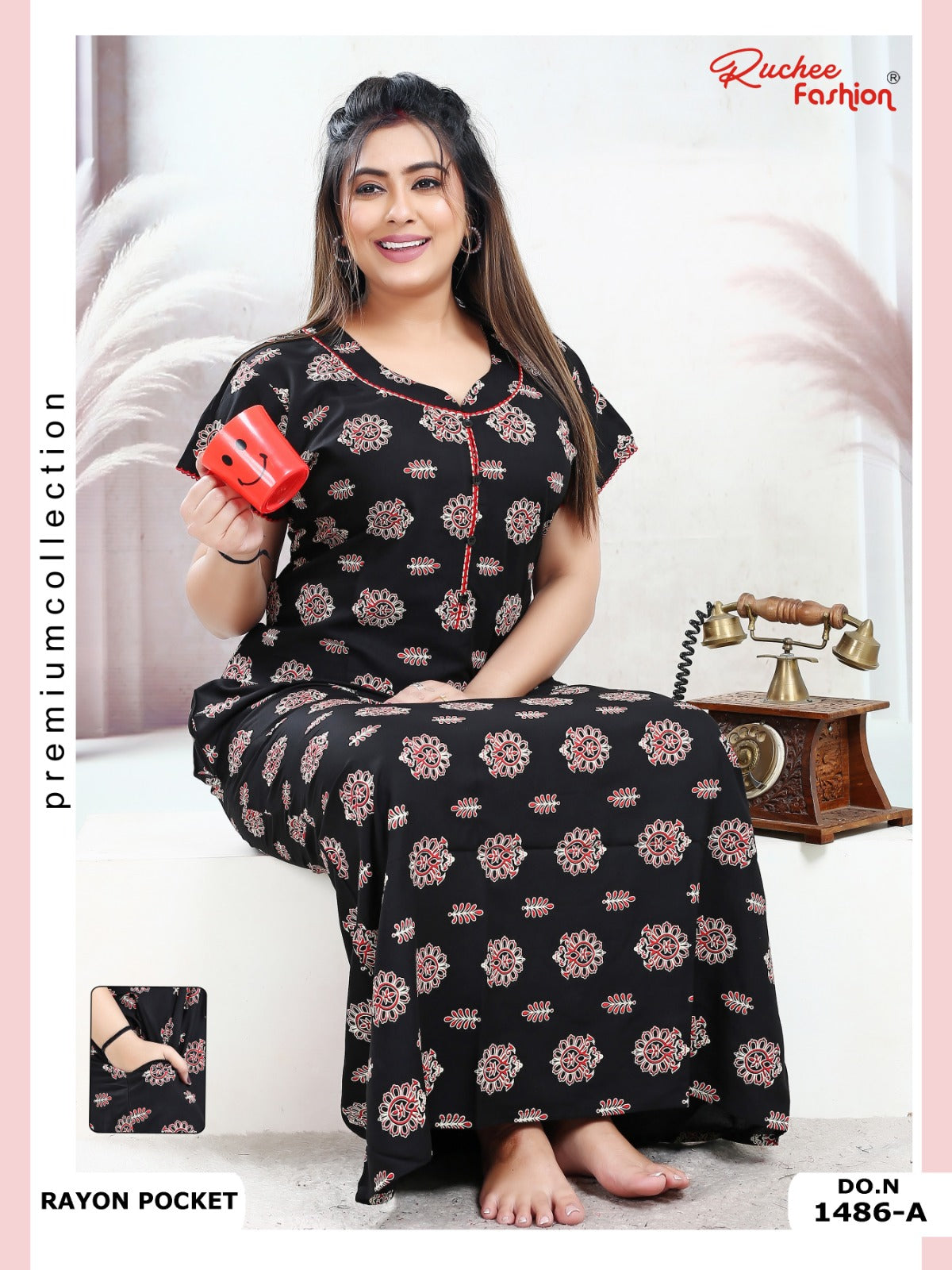 Rayon Pocket 160125 Ruchee Fashion Night Gowns Wholesaler