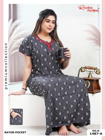 Rayon Pocket 160125 Ruchee Fashion Night Gowns Wholesaler