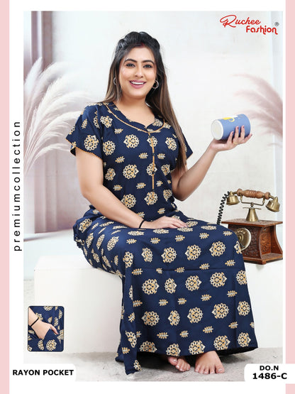 Rayon Pocket 160125 Ruchee Fashion Night Gowns Wholesaler