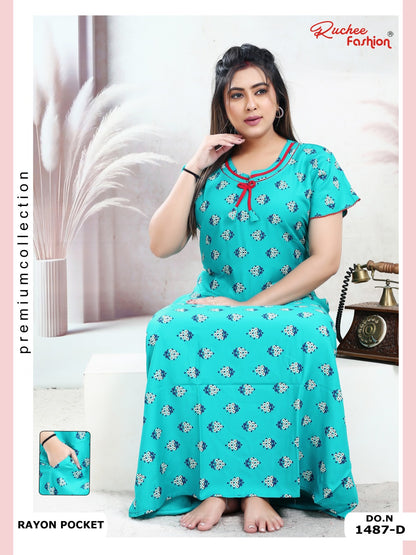 Rayon Pocket 160125 Ruchee Fashion Night Gowns Wholesaler