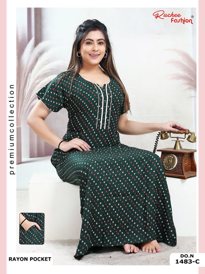 Rayon Pocket 160125 Ruchee Fashion Night Gowns Wholesaler