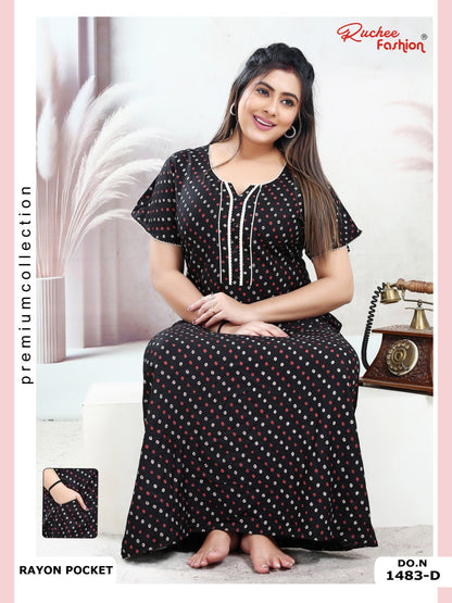 Rayon Pocket 160125 Ruchee Fashion Night Gowns Wholesaler