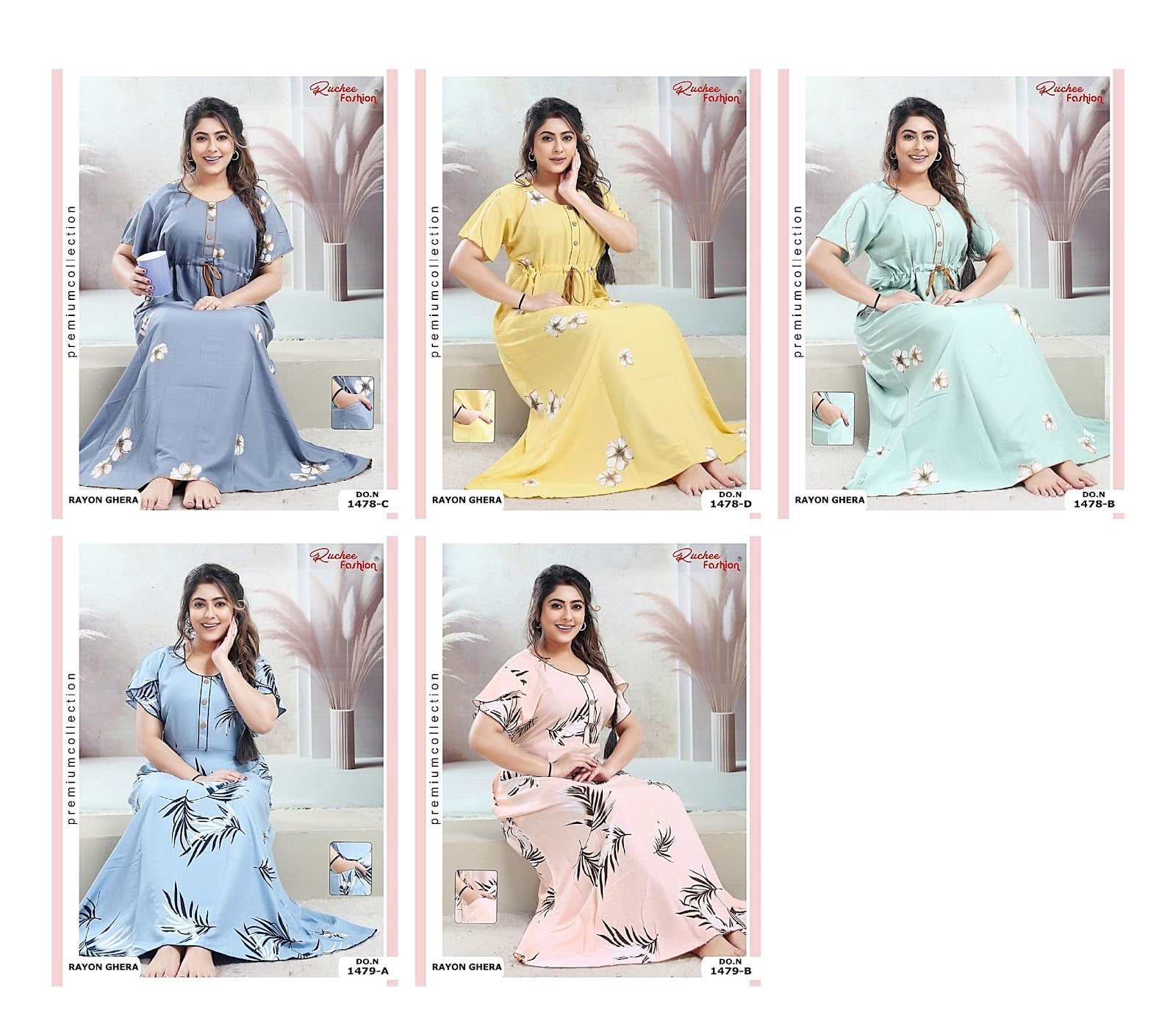Rayon Pocket 170125 Ruchee Fashion Night Gowns Manufacturer Ahmedabad