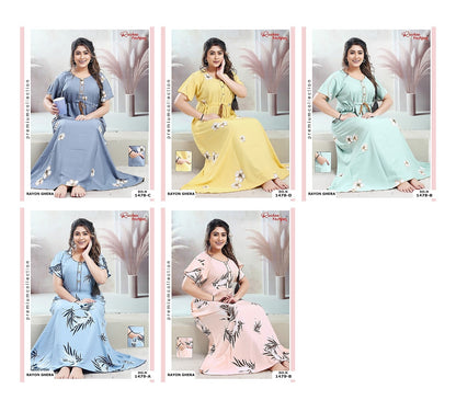 Rayon Pocket 170125 Ruchee Fashion Night Gowns Manufacturer Ahmedabad