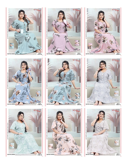 Rayon Pocket 170125 Ruchee Fashion Night Gowns Manufacturer Ahmedabad