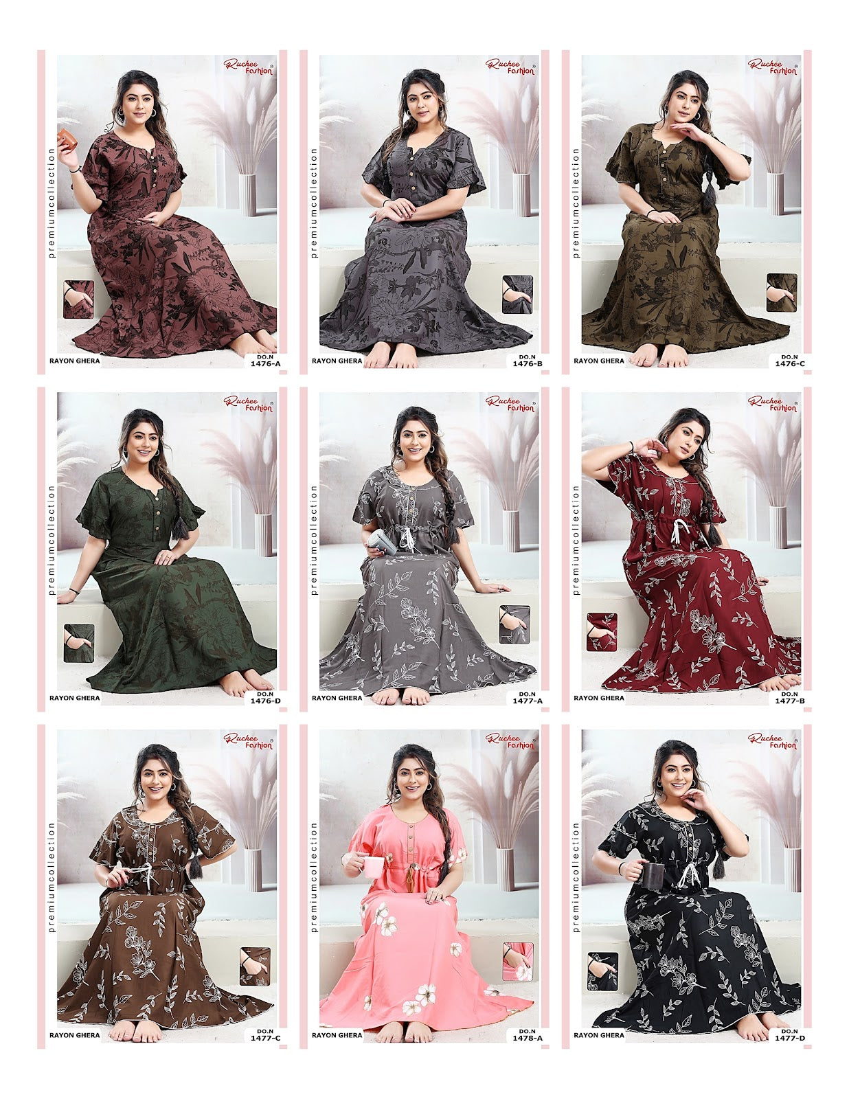 Rayon Pocket 170125 Ruchee Fashion Night Gowns Manufacturer Ahmedabad