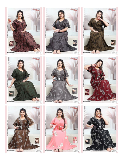 Rayon Pocket 170125 Ruchee Fashion Night Gowns Manufacturer Ahmedabad