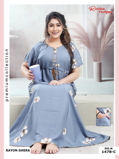 Rayon Pocket 170125 Ruchee Fashion Night Gowns Manufacturer Ahmedabad