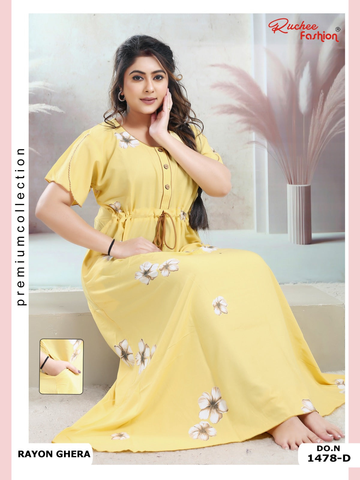 Rayon Pocket 170125 Ruchee Fashion Night Gowns Manufacturer Ahmedabad