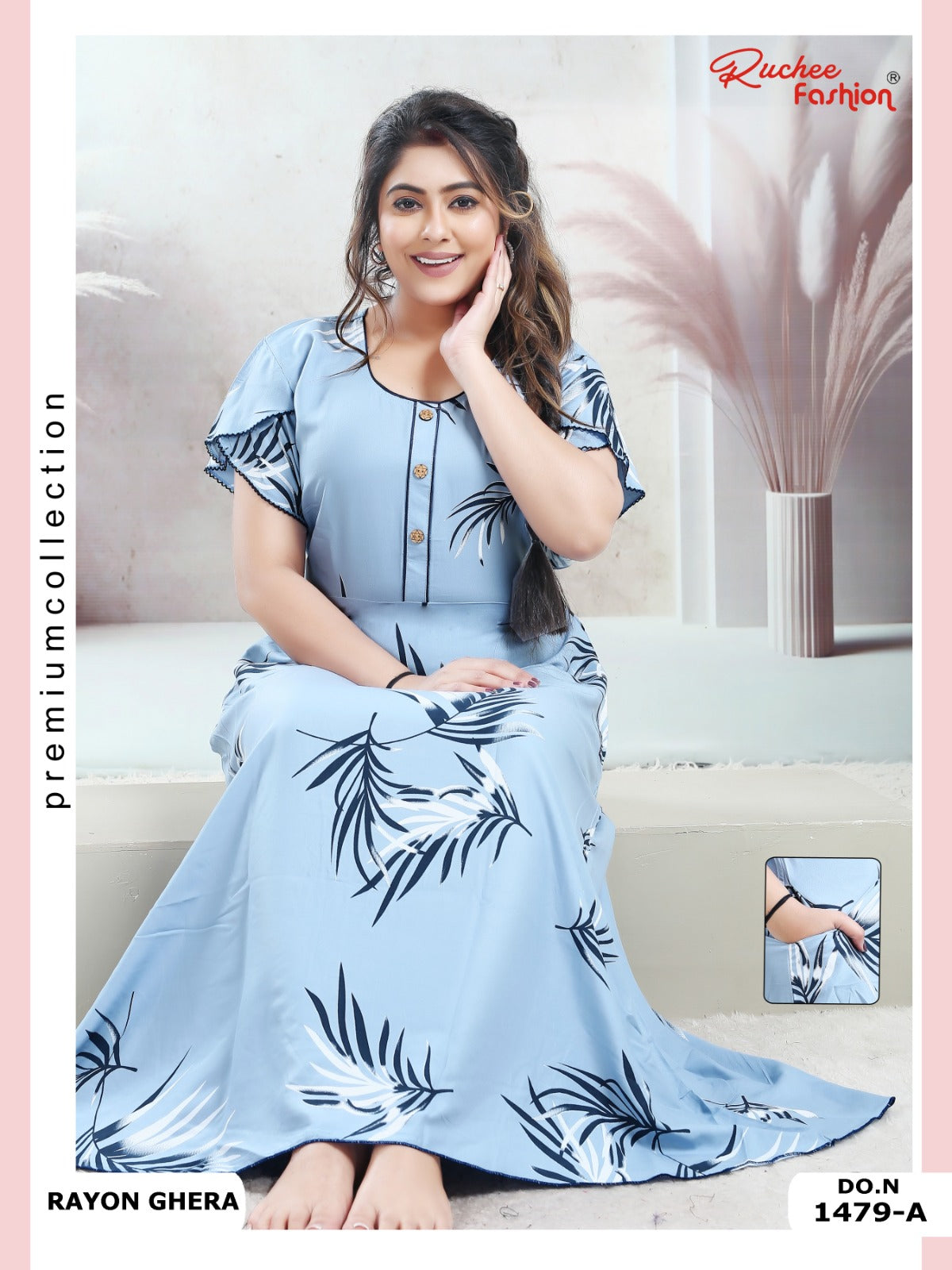 Rayon Pocket 170125 Ruchee Fashion Night Gowns Manufacturer Ahmedabad