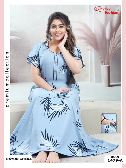 Rayon Pocket 170125 Ruchee Fashion Night Gowns Manufacturer Ahmedabad