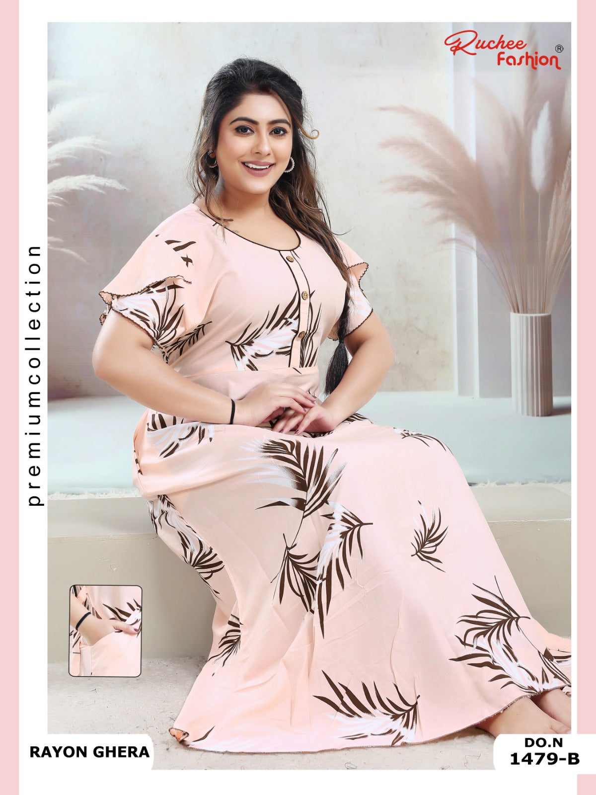 Rayon Pocket 170125 Ruchee Fashion Night Gowns Manufacturer Ahmedabad