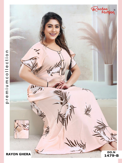 Rayon Pocket 170125 Ruchee Fashion Night Gowns Manufacturer Ahmedabad