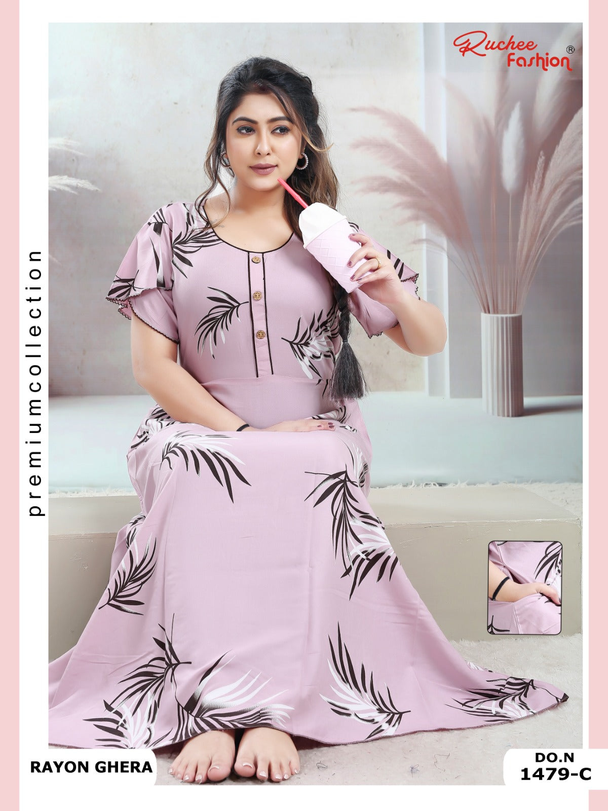 Rayon Pocket 170125 Ruchee Fashion Night Gowns Manufacturer Ahmedabad