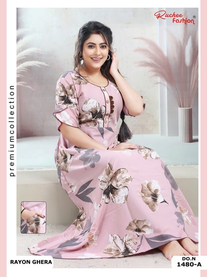 Rayon Pocket 170125 Ruchee Fashion Night Gowns Manufacturer Ahmedabad