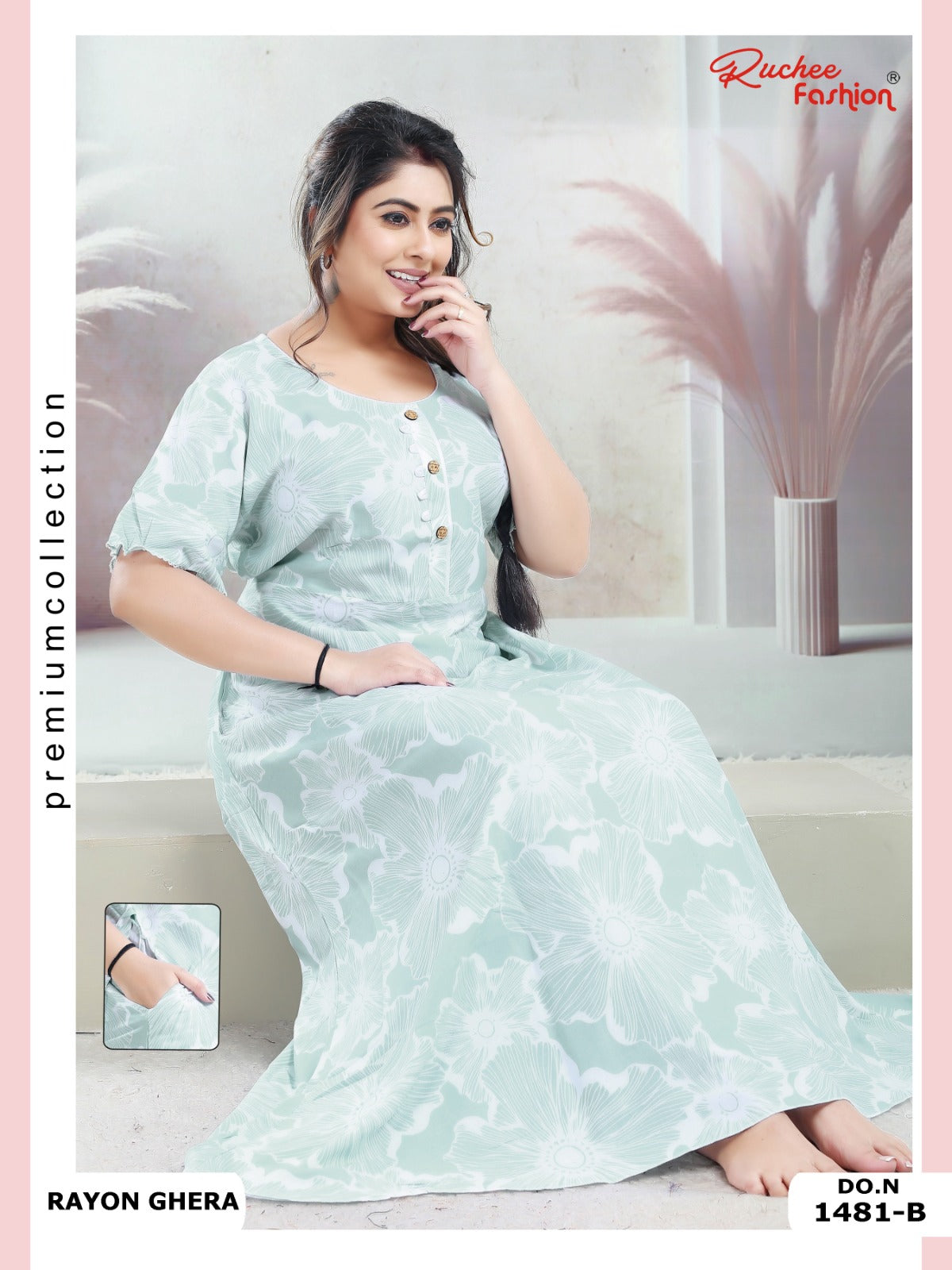 Rayon Pocket 170125 Ruchee Fashion Night Gowns Manufacturer Ahmedabad