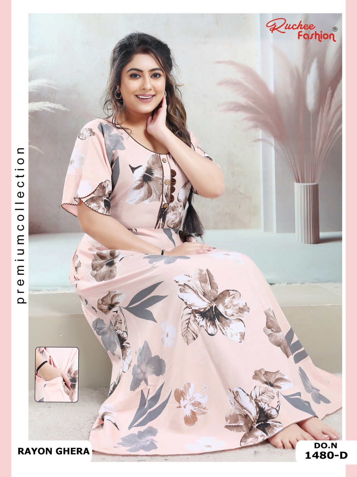 Rayon Pocket 170125 Ruchee Fashion Night Gowns Manufacturer Ahmedabad