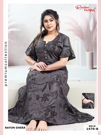 Rayon Pocket 170125 Ruchee Fashion Night Gowns Manufacturer Ahmedabad