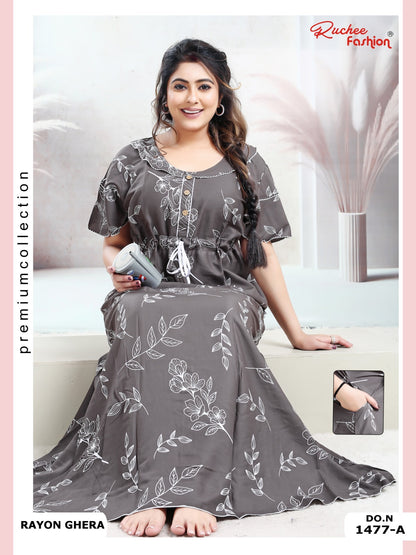 Rayon Pocket 170125 Ruchee Fashion Night Gowns Manufacturer Ahmedabad