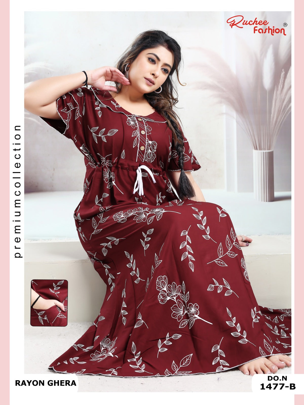 Rayon Pocket 170125 Ruchee Fashion Night Gowns Manufacturer Ahmedabad