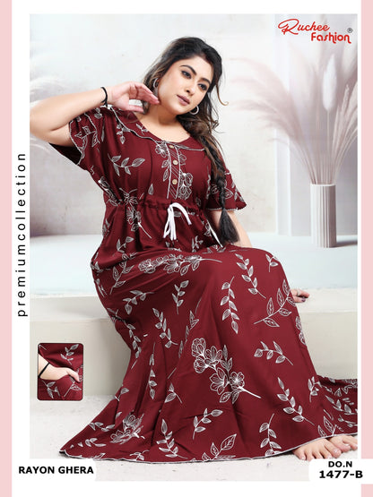 Rayon Pocket 170125 Ruchee Fashion Night Gowns Manufacturer Ahmedabad