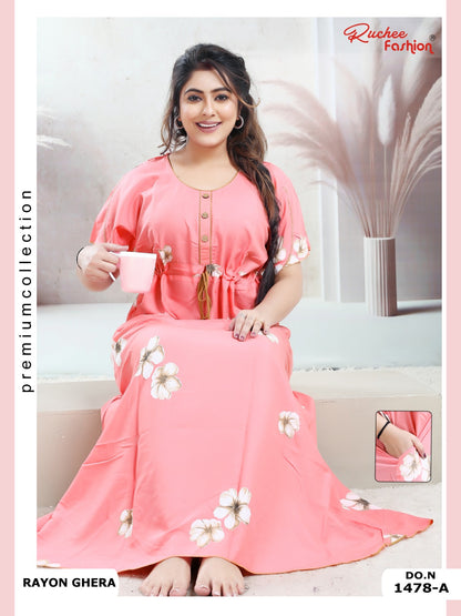 Rayon Pocket 170125 Ruchee Fashion Night Gowns Manufacturer Ahmedabad