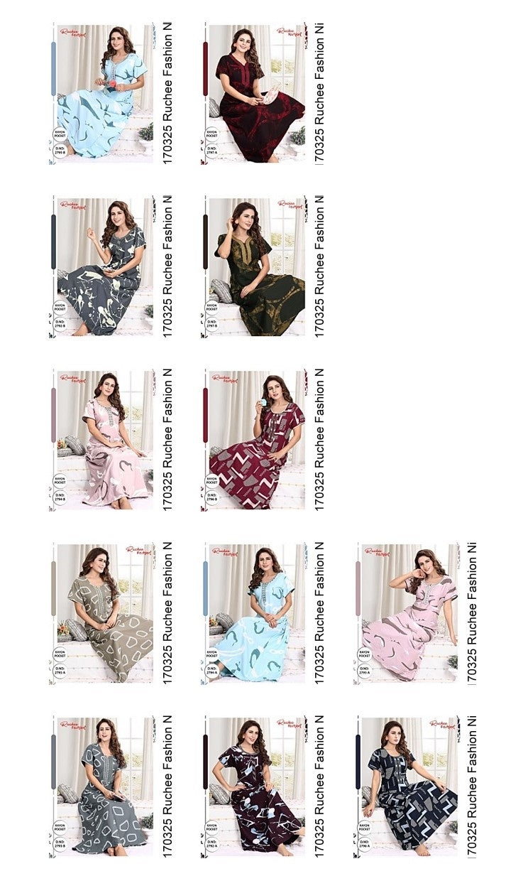 Rayon Pocket 170325 Ruchee Fashion Night Gowns Wholesaler Gujarat