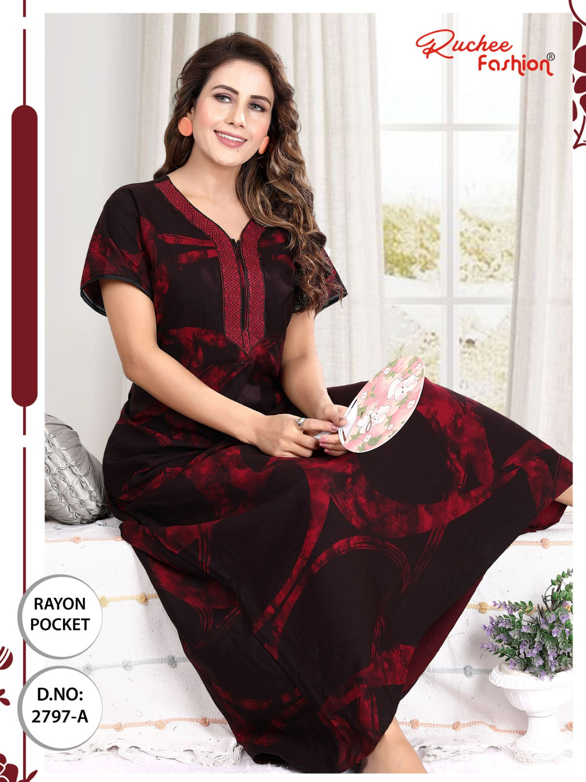 रेयॉन पॉकेट 170325 रुची फैशन नाइट गाउन थोक विक्रेता गुजरात