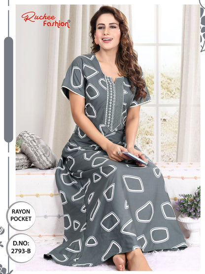 रेयॉन पॉकेट 170325 रुची फैशन नाइट गाउन थोक विक्रेता गुजरात